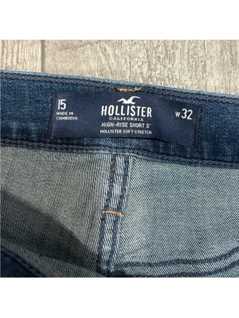 Hollister Dark Wash Distressed Roll-Cuff Denim Shorts